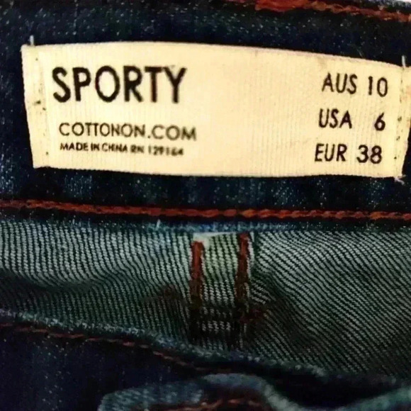 Cotton On Sporty women's distressed dark wash denim jogger jeans | size 6 - Picture 4 of 7